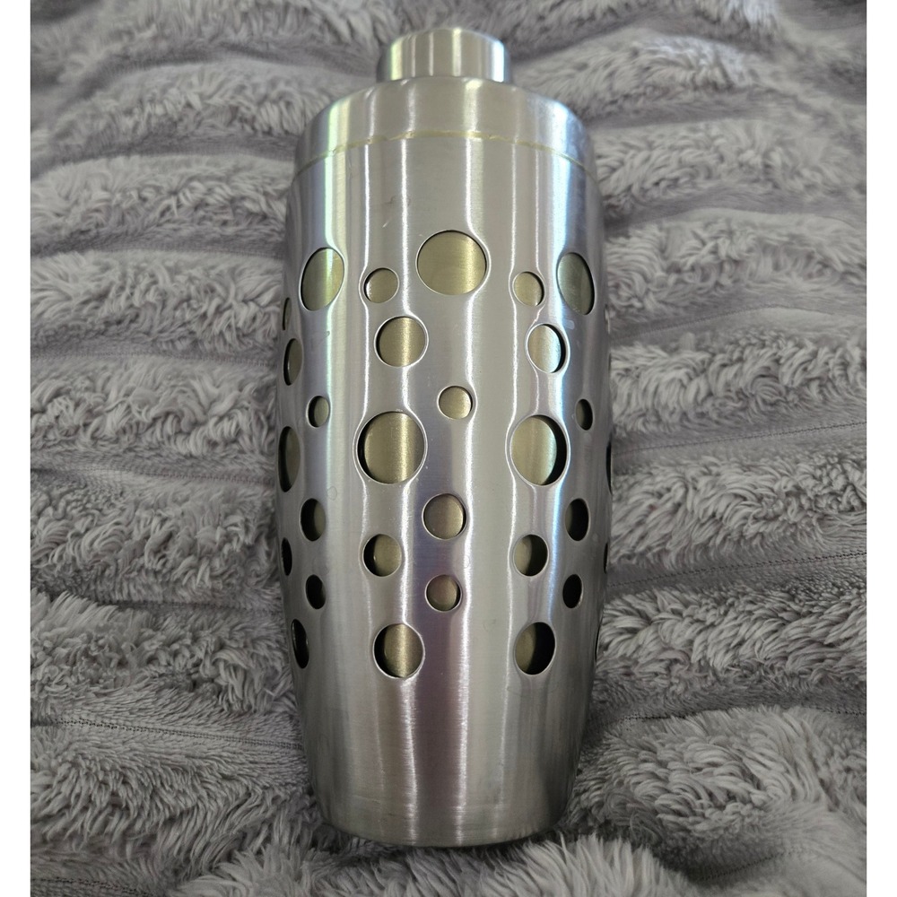 Stainless Steel Bubble Perforated Cocktail Shaker Two Tone Silver Gold 3-Piece